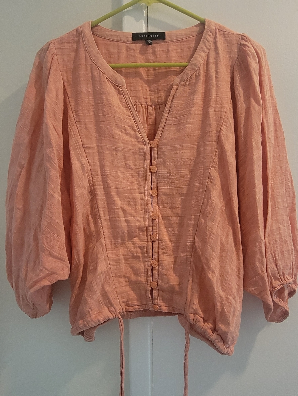 Sanctuary Coral Pink Button-Front Top S